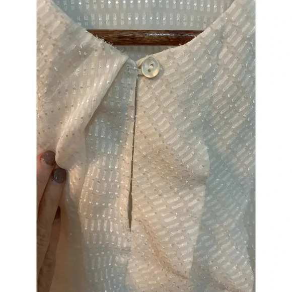Nanette Lepore Semi-Sheer Textured Silk Blend Ruffled Front Blouse, sz 2 - Picture 4 of 8